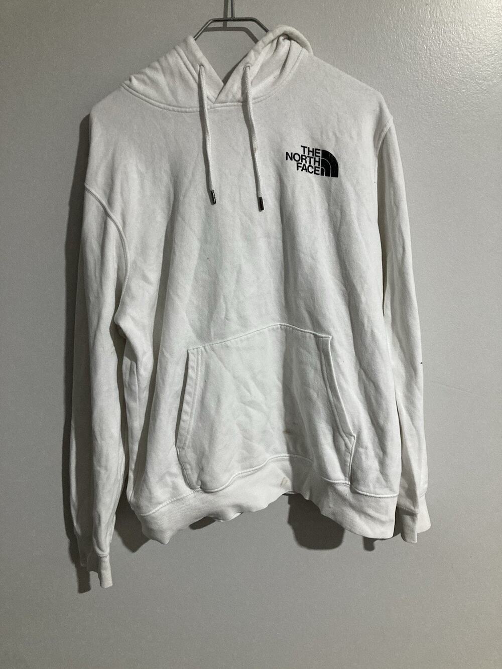 The North Face Mens Sweater Large White Hoodie Fleece Sweatshirt Pullover Logo